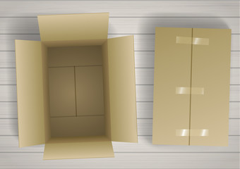 Set of boxes open and closed. Vector graphics