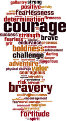 Courage word cloud concept. Vector illustration