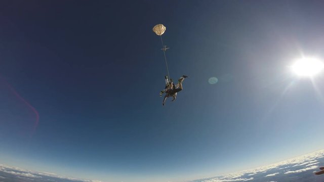 Skydiving tandem jump from the plane