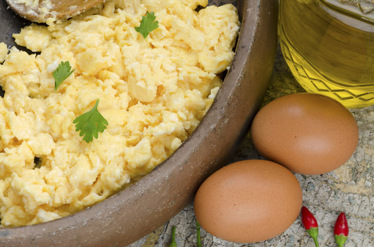 Scrambled eggs decorated