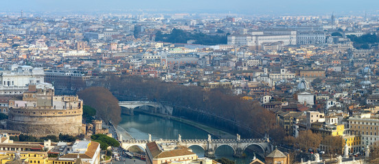 Fototapeta na wymiar Rome city top panorama, Italy.