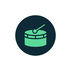 Drum icon vector, clip art. Also useful as logo, web UI element, symbol, graphic image, silhouette and illustration.