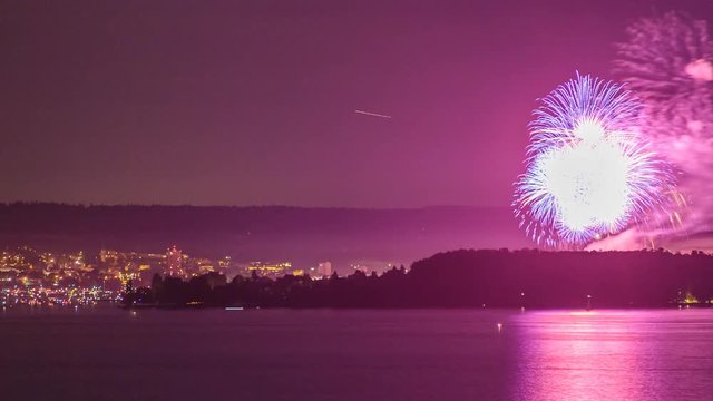 Feuerwerk &uuml;ber Bodensee - Zeitraffer