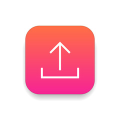 Upload icon vector, clip art. Also useful as logo, square app icon, web UI element, symbol, graphic image, silhouette and illustration.