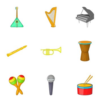 Device for music icons set. Cartoon illustration of 9 device for music vector icons for web