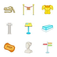Going to museum icons set. Cartoon illustration of 9 going to museum vector icons for web