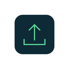 Upload icon vector, clip art. Also useful as logo, square app icon, web UI element, symbol, graphic image, silhouette and illustration.