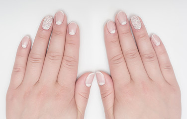 Nail Polish. Art Manicure. Multi-colored Nail Polish. Beauty hands. Stylish Colorful Nails