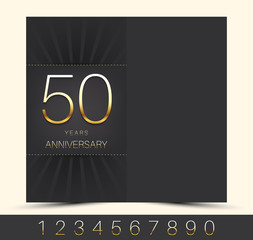 Anniversary 5th, 10th, 15th, 20th, 30th, 40th, 50th, 60th invitation card. Vector illustration.