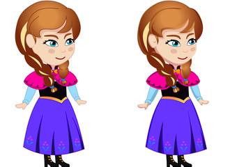 Принцесса Анна рисованный персонаж для анимации