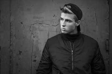 Portrait of Hooligan with baseball bat  