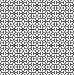 Vector monochrome seamless pattern, black & white mosaic background. Linear figures & rhombuses, simple abstract geometric ornament texture. Design element for printing, stamping, decoration, digital