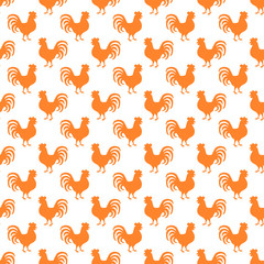 Seamless pattern background with roosters. Symbol of 2017 year.