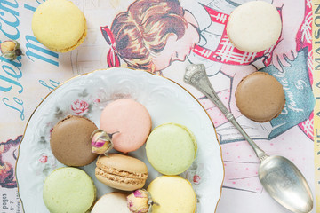 Beautiful composition with multicoloured macaroons
