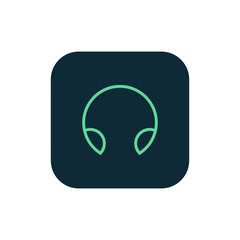 Headphone icon vector, clip art. Also useful as logo, square app icon, web UI element, symbol, graphic image, silhouette and illustration.