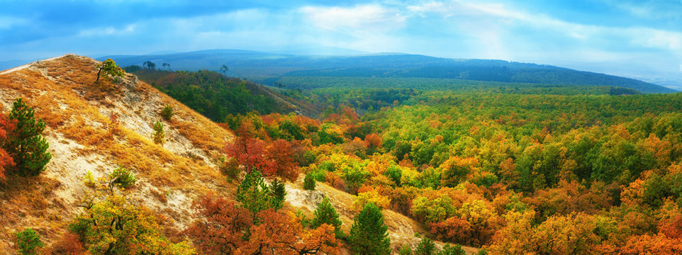 Colorful panoramic landscape in autumn