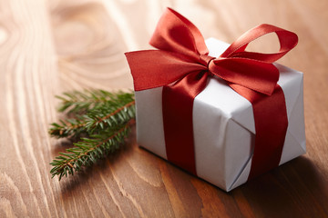 gift box on the wooden background