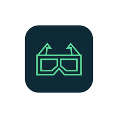 3d glasses icon vector, clip art. Also useful as logo, square app icon, web UI element, symbol, graphic image, transparent silhouette and illustration.