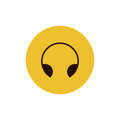 Headphone icon vector, clip art. Also useful as logo, circle app icon, web UI element, symbol, graphic image, silhouette and illustration.
