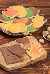 Autumn Style. Homebaked Decorated Sugar Cookies With Royal Icing