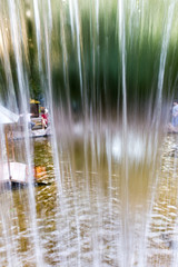 Water from the waterfall as a backdrop