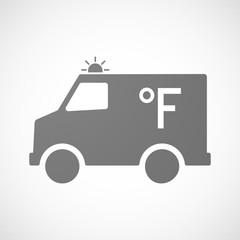 Isolated ambulance furgon icon with  a farenheith degrees sign