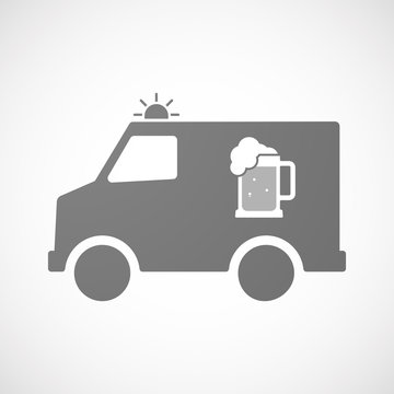 Isolated ambulance furgon icon with  a beer jar icon