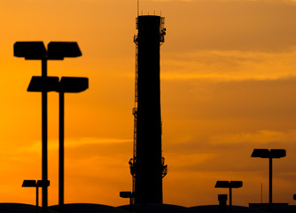 light poles at sunset