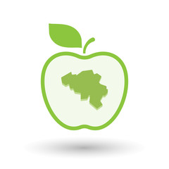 Isolated healthy apple fruit with  the map of Belgium