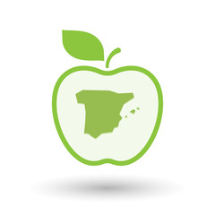 Isolated healthy apple fruit with  the map of  Spain