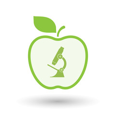 Isolated healthy apple fruit with  a microscope icon