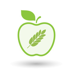 Isolated healthy apple fruit with  a wheat plant icon