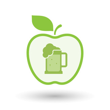 Isolated healthy apple fruit with  a beer jar icon