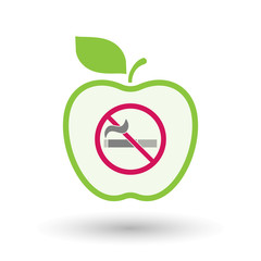 Isolated healthy apple fruit with  a no smoking sign