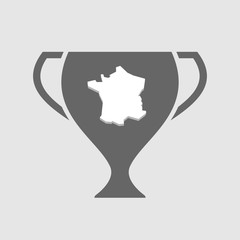 Isolated award cup icon with  the map of France