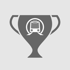 Isolated award cup icon with  a subway train icon