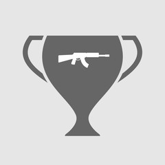 Isolated award cup icon with  a machine gun sign