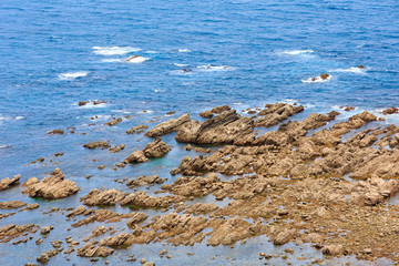 Rock formations near shore.