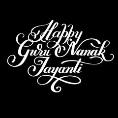 Happy Guru Nanak Jayanti black brush calligraphy inscription to 