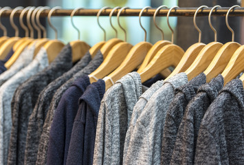 Obraz premium Winter sweaters at a shop