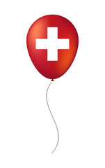 Isolated air balloon with   the Swiss flag