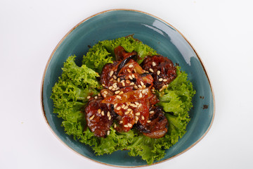 A beautiful snack. Dish on white background