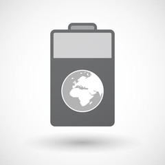 Isolated battery icon with   an Asia, Africa and Europe regions
