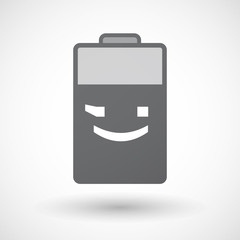 Isolated battery icon with  a wink text face emoticon