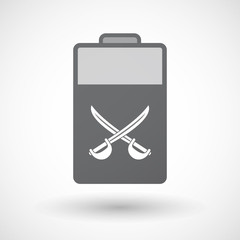 Isolated battery icon with  two swords crossed