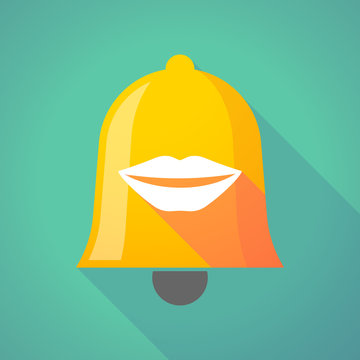 Long shadow bell icon with  a female mouth smiling