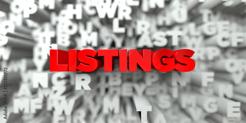 Fototapete listings - red text on typography background - 3d rendered royalty free stock image. this image can 