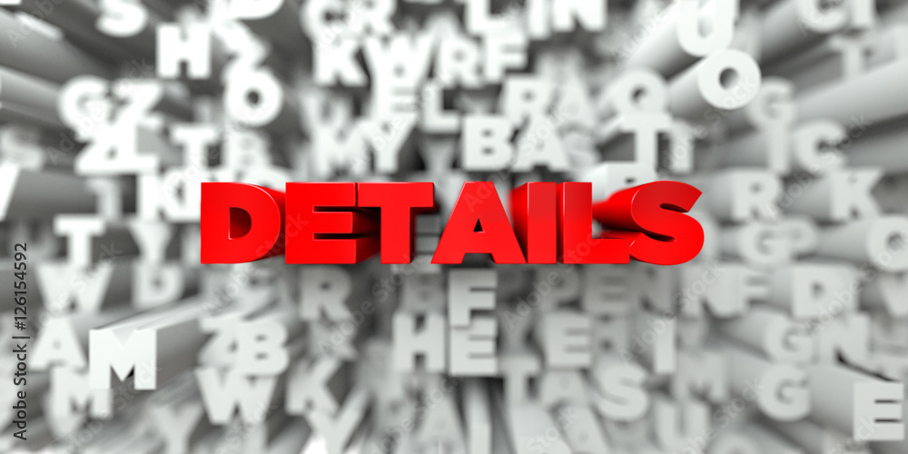 Fototapete details - red text on typography background - 3d rendered royalty free stock image. this image can b