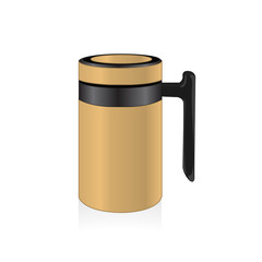 Vector light brown color thermo mug, travel mug, thermos isolated on white background