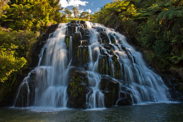 Fototapeta na wymiar Beautiful waterfalls at town of Waihi, North island of New Zealand